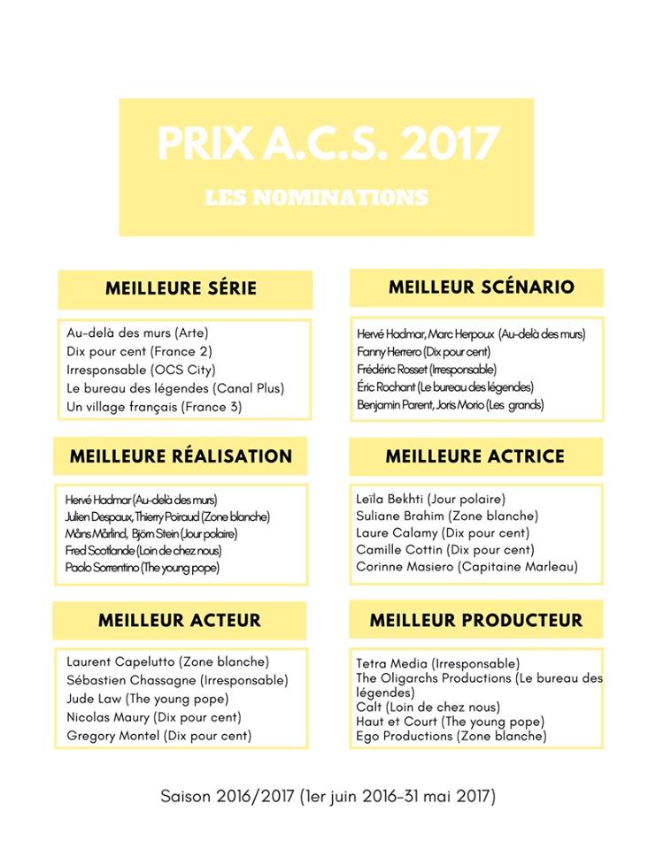 Dix pour cent - Prix ACS : les nominations pour les meilleures séries françaises prix ACS 2017