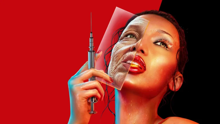 On pense à Nip/Tuck, à X-Files et à The Substance, un beau mix.